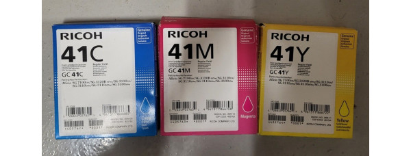 3 Druckpatronen Ricoh CMYK GC41C, GC41M, GC41Y Neu OVP B-Ware SG-7100dn . 