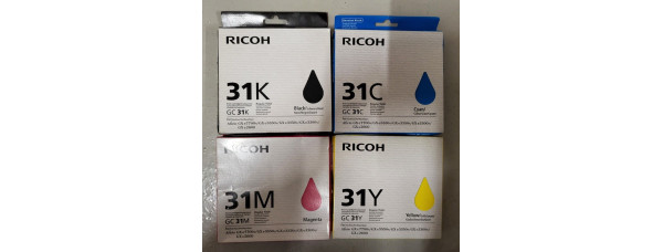 4 Druckpatronen Ricoh CMYK GC31K GC31C GC31M GC31Y Neu OVP Original . 
