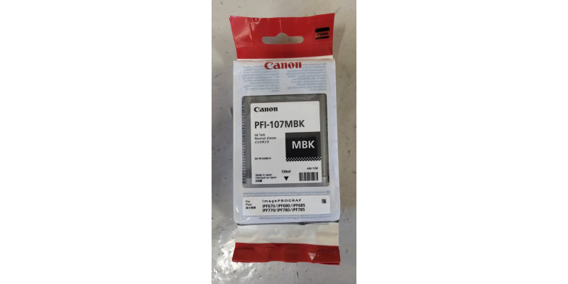 Tinte Canon PFI-107MBK Matt Schwarz Neu OVP A-Ware iPF670 Original MHD: 01.2026 