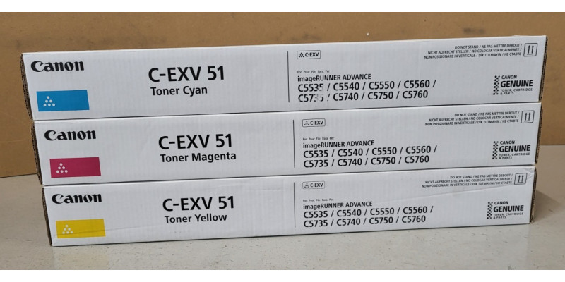 3 Toner Canon C-EXV51 0482C002 0483C002 0484C002 Neu OVP Original C5535 . 