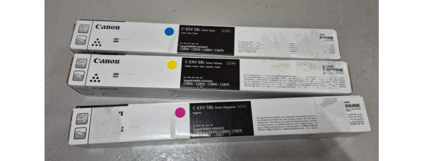 3 Toner Canon C-EXV58L CMY Neu OVP Original IR ADV C5840 C5860 Rechnung MwSt. 