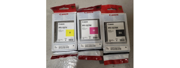 3 Tinten Canon PFI-107BK PFI-107M PFI-107Y Neu OVP A-Ware iPF670  2025 