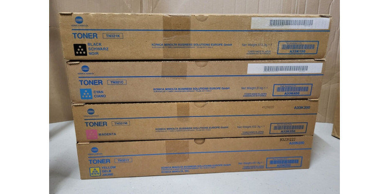 4 Toner Konica Minolta TN321K TN321C TN321M TN321Y Neu OVP A-Ware Original C224 