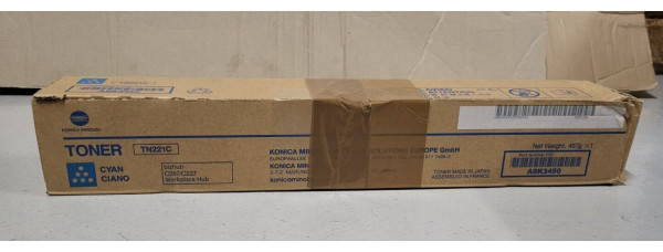 Toner TN221C Cyan Konica Minolta A8K3450 Neu OVP Original Bizhub C287 C227 . 