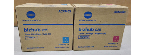 2 Toner Konica Minolta TNP27C TNP27M Neu OVP A-Ware Original bizhub C25 . 