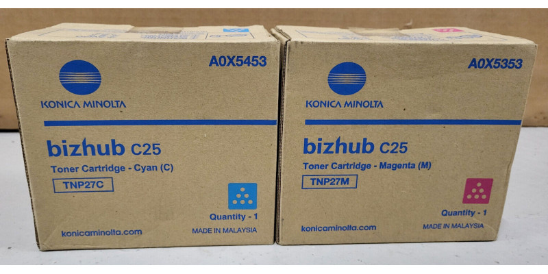 2 Toner Konica Minolta TNP27C TNP27M Neu OVP A-Ware Original bizhub C25 . 
