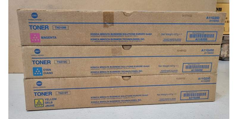 3 Toner Konica Minolta TN-319C TN-319M TN-319Y Neu OVP A-Ware Bizhub C360 Rg Mws 