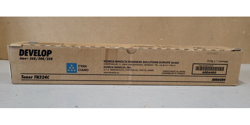 Toner Develop TN324C Cyan A8DA4D0 Neu OVP A-Ware Original INEO +258  