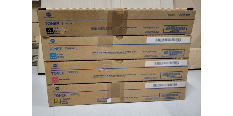 4 Toner Konica Minolta TN321K TN321C TN321M TN321Y Neu OVP Original C224  