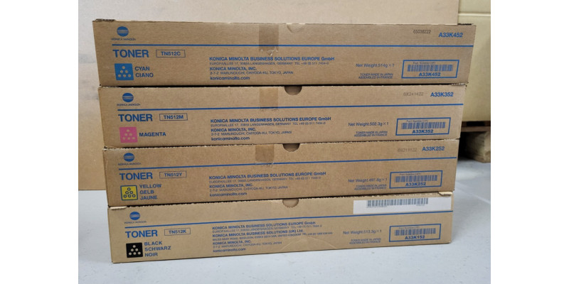 4 Toner Konica Minolta TN512C TN512M TN512Y TN512K Neu OVP A-Ware Original C454 