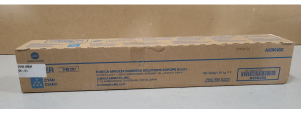 Toner TN512C Cyan Konica Minolta A33K452 Neu OVP A-Ware Original Bizhub C454 Rg 