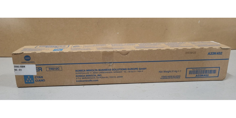 Toner TN512C Cyan Konica Minolta A33K452 Neu OVP A-Ware Original Bizhub C454 Rg 