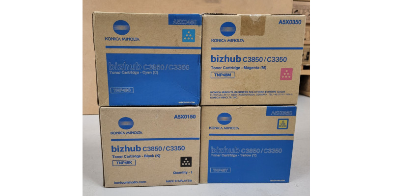 4 Toner Konica Minolta TNP48K TNP48C TNP48M TNP48Y Neu OVP A-Ware Original C3850 