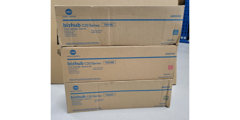 3 Toner Konica Minolta TN318C TN318M TN318Y Neu OVP Original C20  