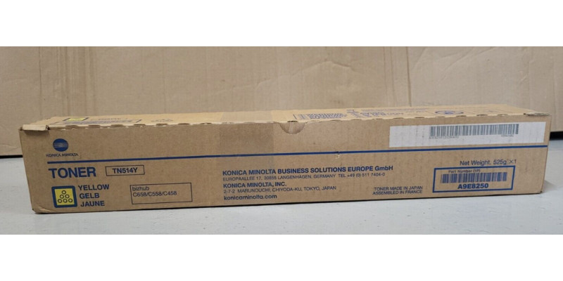 Toner Konica Minolta TN514Y Gelb A9E8250 Neu OVP A-Ware Original C658 C558 MwSt. 