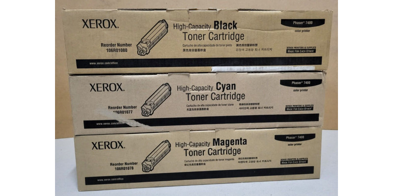 3 Toner Xerox Phaser 7400 CMK 106R01080 106R01078 106R01077 Neu OVP  
