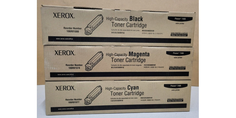 3 Toner Xerox Phaser 7400 CMK 106R01080 106R01078 106R01077 Neu OVP A-Ware Rg 