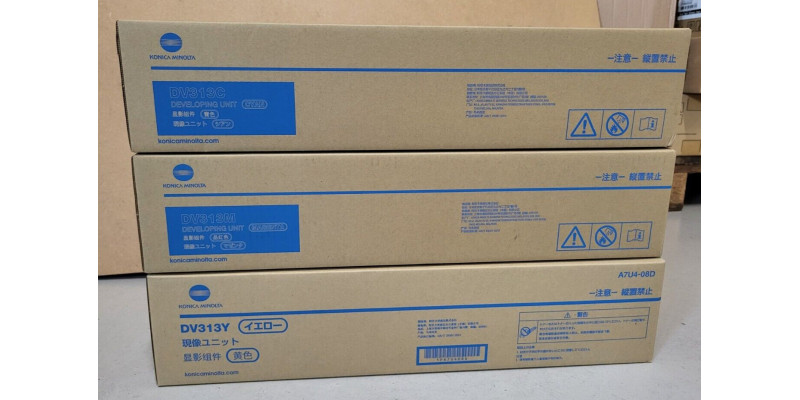 3 Developing Unit DV313C DV313M DV313Y Neu OVP A-Ware Original bizhub C258  