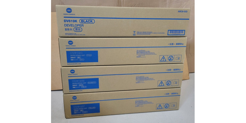 4 Developing Unit DV619C DV619M DV619Y DV619K Neu OVP A-Ware Original C458  