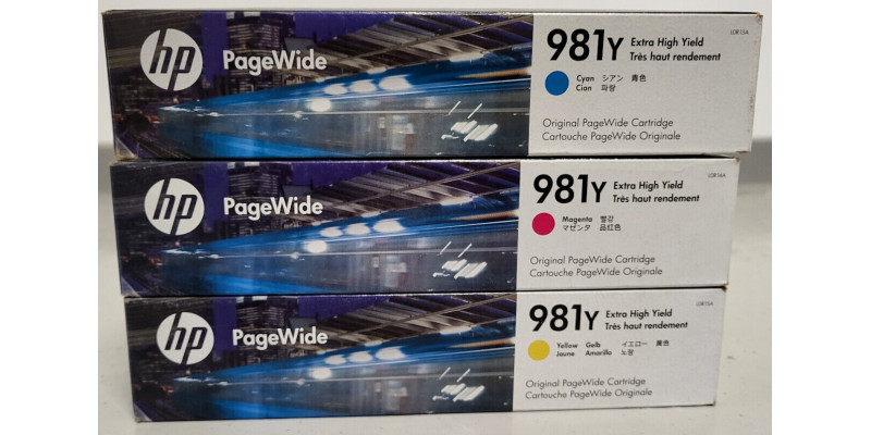 3 Tintenpatronen HP 981Y CMY HP PageWide 556 Neu OVP Original . 