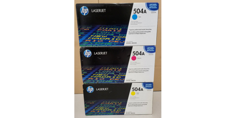 3 Toner HP 504A CE251A CE252A CE253A Neu OVP B-Ware Original CP3525  