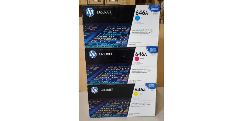 3 Toner HP 646A CMY Neu OVP CF031A CF032A CF033A A-Ware HP LJ CM4540mfp  