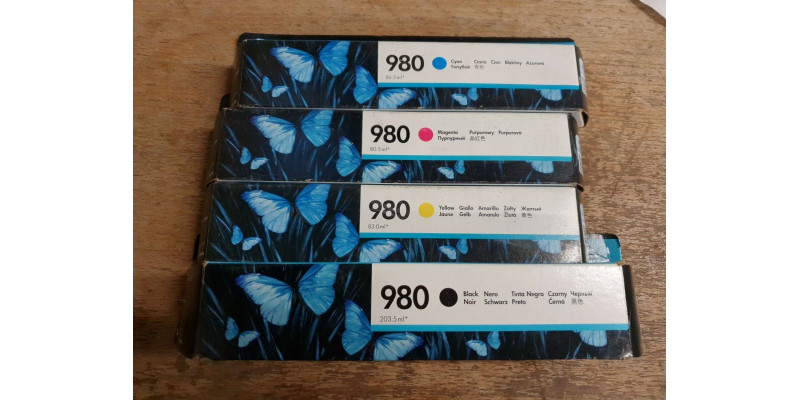 4 HP Tintenpatrone 980 CMYK D8J07A D8J08A D8J09A D8J10A Neu OVP  MHD 2020 