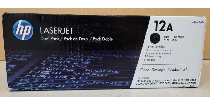 2er-Pack Toner HP 12A Schwarz Q2612AD Neu OVP B-Ware HP LJ 1010, 1012 . 2er-Pack Toner HP 12A Schwarz Q2612AD Neu OVP B-Ware HP LJ 1010, 1012 .