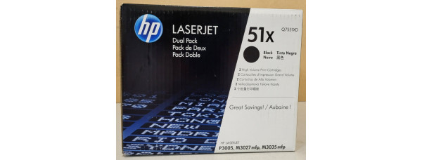 2er Pack Toner HP 51X Schwarz Q7551XD Neu OVP B-Ware HP LJ P3005, M3027 . 