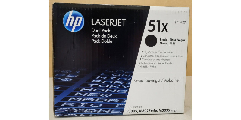 2er Pack Toner HP 51X Schwarz Q7551XD Neu OVP B-Ware HP LJ P3005, M3027 . 