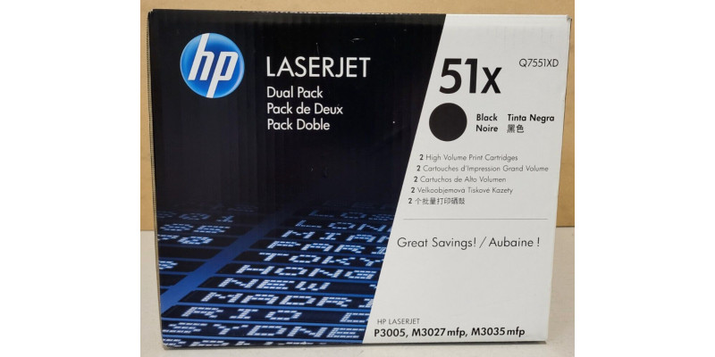 2er Pack Toner HP 51X Schwarz Q7551XD Neu OVP A-Ware Original HP P3005 . 