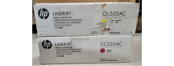 2 Toner HP CC532AC CC533AC Gelb Magenta Neu OVP Original HP LJ CP2025 . 
