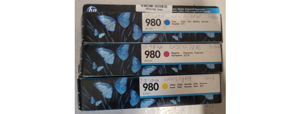 3 HP Tintenpatronen 980 CMY D8J07A D8J08A D8J09A Neu OVP  MHD 2019 