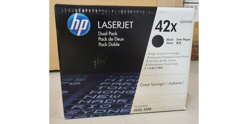 Toner HP 42X Schwarz Q5942XD Neu OVP Doppelpack Original HP LaserJet 4250 Rg 