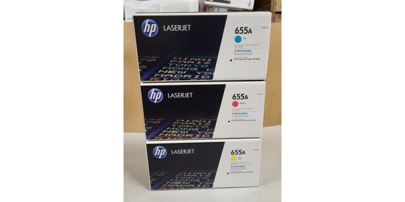 3 HP Toner 655A CF451A CF452A CF453A Neu OVP A-Ware Original HP LJ M652  