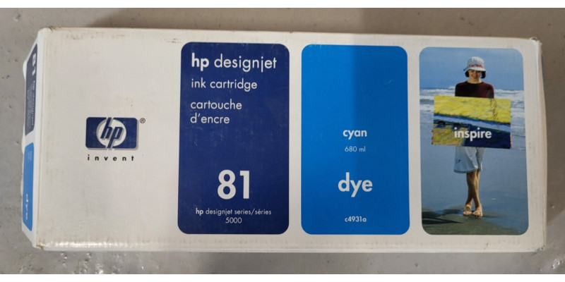 Tintenpatrone HP 81 Cyan C4931A Neu OVP Original DesignJet 5000 MHD: 08.2008 