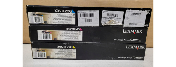 3 Toner Lexmark X950X2CG, X950X2MG, X950X2YG CMY Neu OVP B-Ware Original  