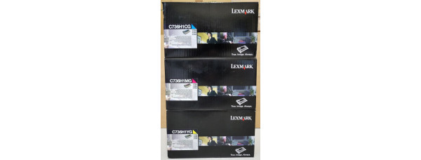 3 Toner Lexmark C736H1CG C736H1MG C736H1YG Neu OVP A-Ware Original C736 . 