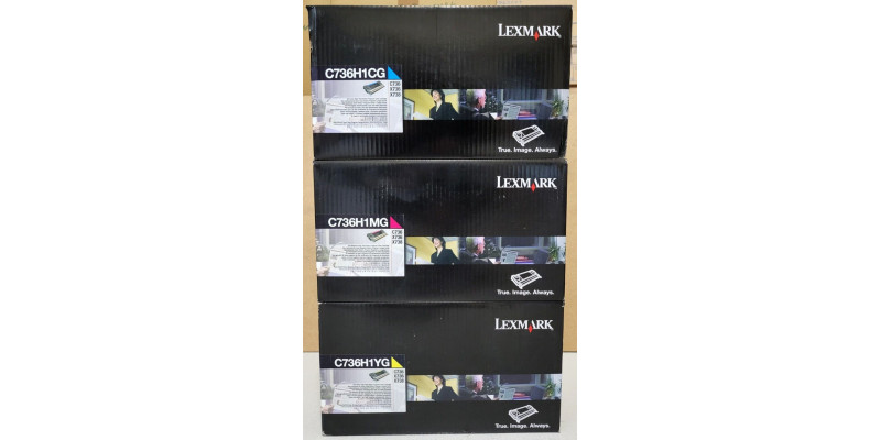 3 Toner Lexmark C736H1CG C736H1MG C736H1YG Neu OVP A-Ware Original C736 . 