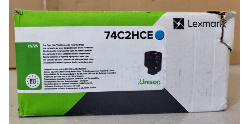 Toner Lexmark 74C2HCE Cyan Neu OVP B-Ware Original Lexmark CS725  . 