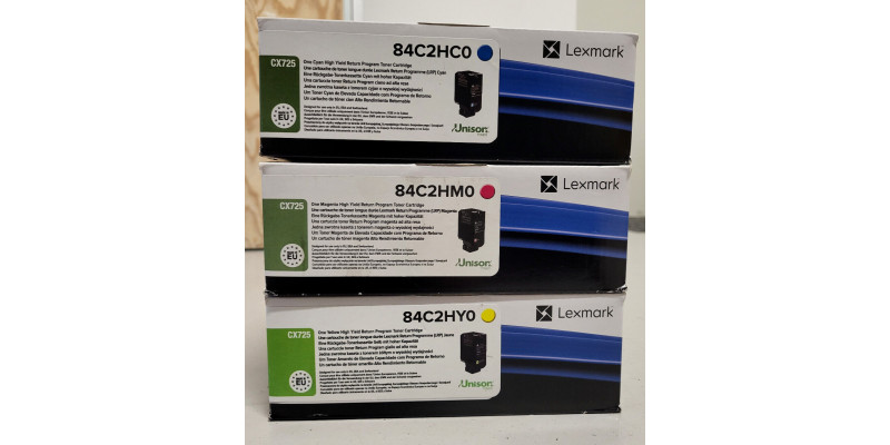 3 Toner Lexmark 84C2HC0, 84C2HM0, 84C2HY0 Neu OVP A-Ware Original CX725 . 