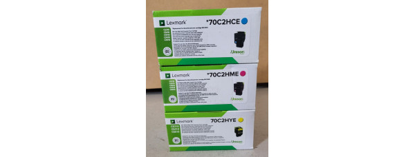 3 Toner Lexmark 70C2HCE 70C2HME 70C2HYE Neu OVP A-Ware Original CS310  