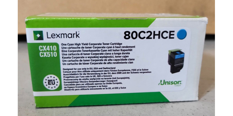 Toner Lexmark 80C2HCE Cyan Neu OVP A-Ware Original Lexmark CX410/CX510 . 