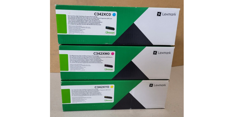 3 Toner Lexmark C342XC0 C342XM0 C342XY0 Neu OVP A-Ware Original C3426 . 