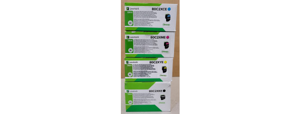 4 Toner Lexmark 80C2XKE 80C2XCE 80C2XME 80C2XYE Neu OVP A-Ware CX510 . 