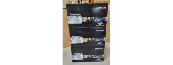 3 Toner Lexmark X746A1CG X746A1MG X746A1YG Neu OVP A-Ware Original X746  