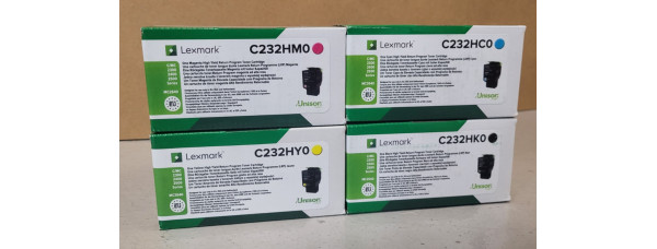 4 Toner Lexmark C232HC0 C232HM0 C232HY0 C232HK0 Neu OVP A-Ware C/MC 2300 Rg MwSt 