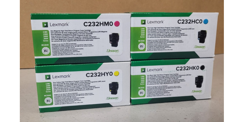 4 Toner Lexmark C232HC0 C232HM0 C232HY0 C232HK0 Neu OVP A-Ware C/MC 2300 Rg MwSt 