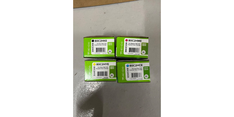 4 Toner Lexmark 80C2HKE 80C2HME  80C2HYE 80C2HCE Neu OVP A-Ware CX410de Rg MwSt 