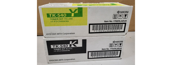 2 Toner Kyocera TK-540 YK Neu OVP A-Ware Original FS-C5100DN  . 